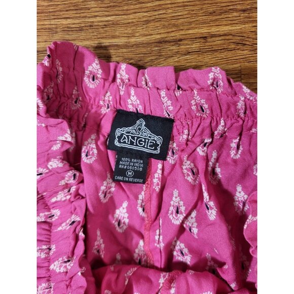 New Angie Pink Paisley Size M Pull On Shorts Boho - Picture 3 of 4